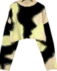 UNITED TOKYO JAPAN. Cropped Black Beige Yellow Green Oval Intarsia Knit Sweater