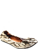 Lanvin Paris. Brown Canvas Slip On Animal Printed Bow Ballet Flats