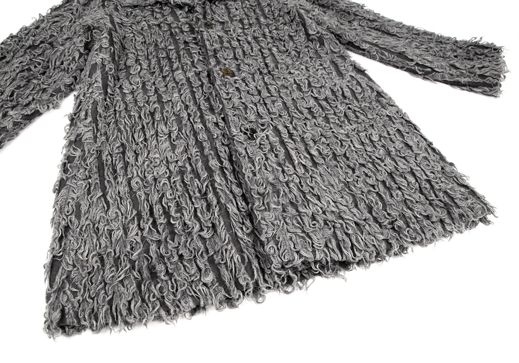 JURGEN LEHL Grey Alpaca Mixed Shaggy Knit Long Coat