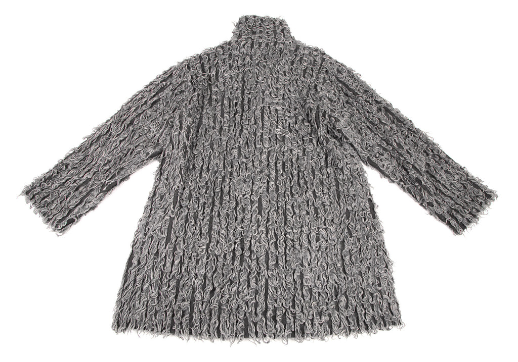 JURGEN LEHL Grey Alpaca Mixed Shaggy Knit Long Coat