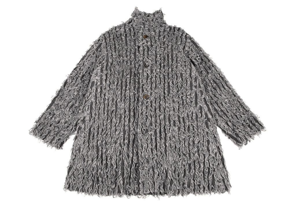 JURGEN LEHL Grey Alpaca Mixed Shaggy Knit Long Coat