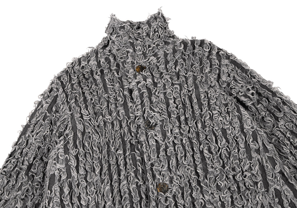 JURGEN LEHL Grey Alpaca Mixed Shaggy Knit Long Coat