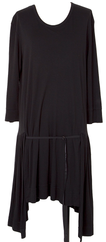 Yohji Yamamoto Japan. NOIR Black Drawstring Wool Sleeveless Dress