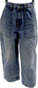 Khaite NY. Blue High Rise Button 100% Cotton Cropped Wide Leg Jeans