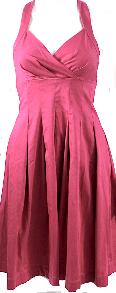 Calvin Klein NY. Pink Cotton Blend Zip Fit & Flare Halter Dress