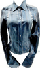 Gucci Italy. Navy Blue Acetate Silk Top
