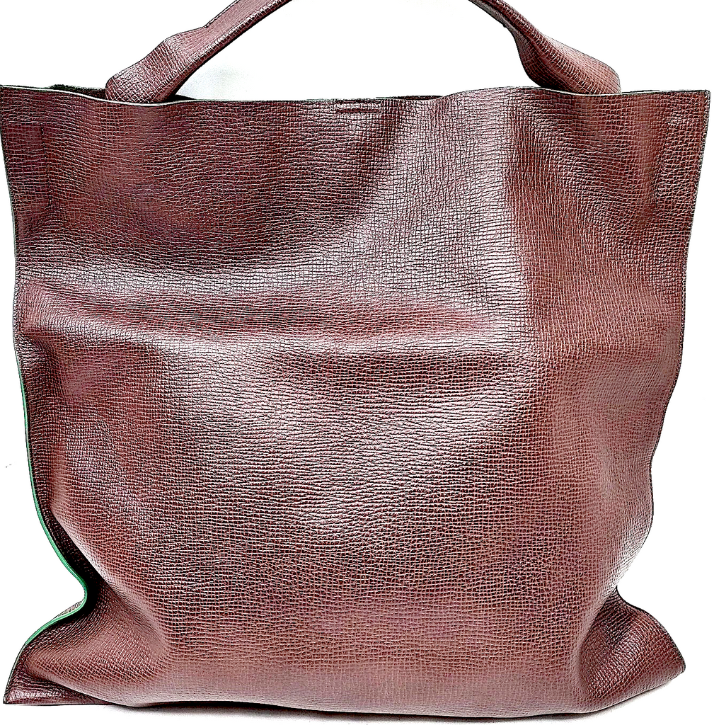 jil sander Brown Leather XL Tote Bag Fold Over Sized Clutch