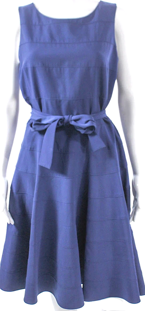 Calvin Klein NY. Blue Boat Neck A-Line Knee Length Dress