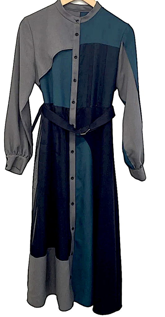 UNITED TOKYO JAPAN. Multi-Color Gray Blue Green Black Dress UNITED TOKYO JAPAN. Multi-Color Gray Blue Green Black Dress