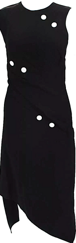 Comme des Garçons Japan. Black Cupro Scoop Neck Midi Length Dress