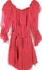Gucci Italy. Red Silk Long Sleeve Dress