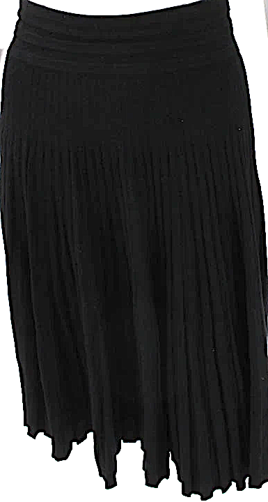 Donna Karan New York. Black Viscose Rayon Polyester Pleated Midi Skirt