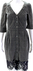 Nina Ricci Paris. Black Spotted Print V-Neck Knee Length Dress