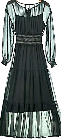 Comme des Garçons Comme des Garçons Japan. Black Semi Sheer 3/4 Sleeve Collection Dress