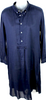 Comme De Garcons Japan. Tricot. Navy Blue Cotton Half Button Long Sleeve Dress