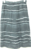 MAX MARA ITALY. Gray 100% silk tie-dye striped midi skirt
