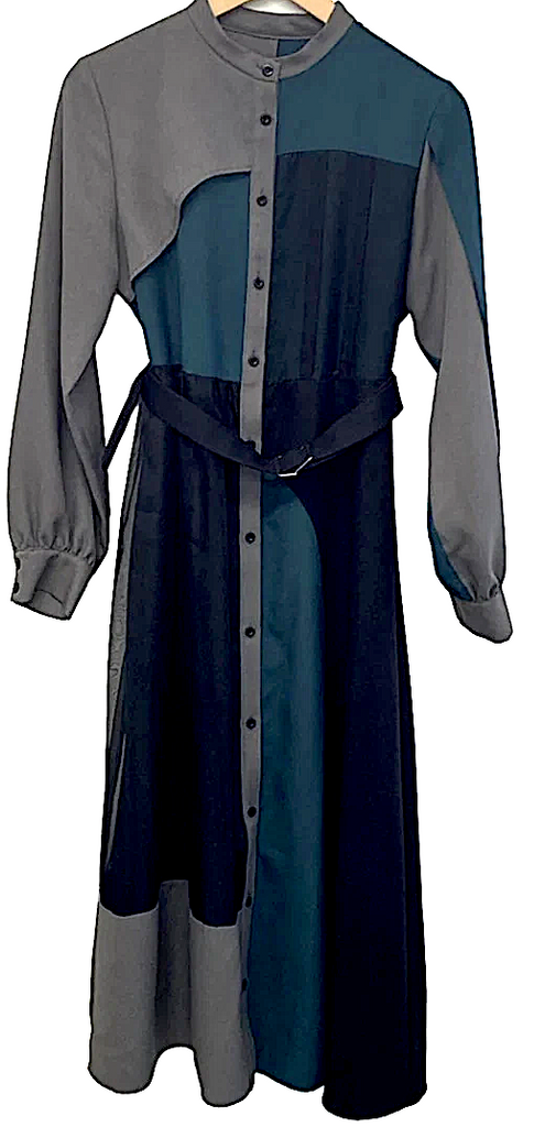 UNITED TOKYO JAPAN. Multi-Color Gray Blue Green Black Dress UNITED TOKYO JAPAN. Multi-Color Gray Blue Green Black Dress