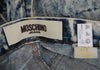 Moschino Italy. Indigo Chemical Wash Bootcut Jeans