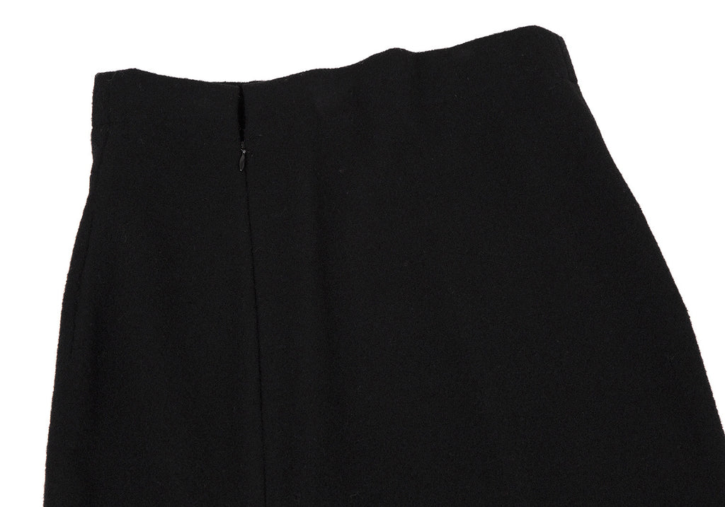 Yohji Yamamoto Japan. FEMME. Black Wool Cut Out Hollow Slit Design Skirt