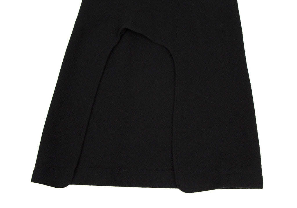 Yohji Yamamoto Japan. FEMME. Black Wool Cut Out Hollow Slit Design Skirt