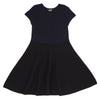 A/T ATSURO TAYAMA JAPAN. NAVY, BLACK Wool Bicolor French Sleeve Knit Dress