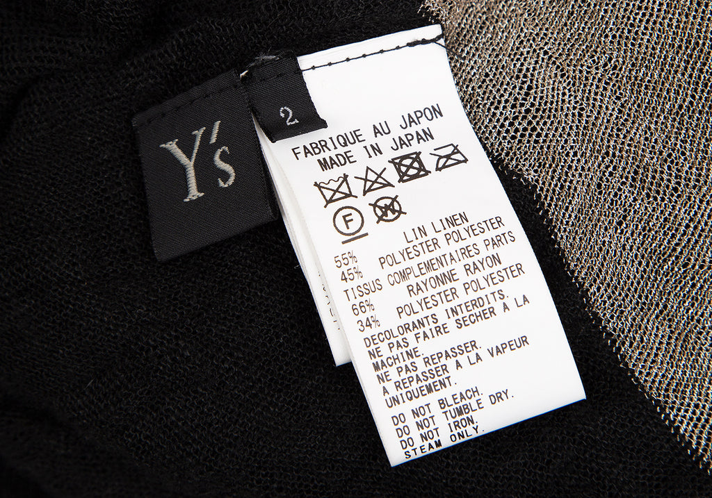 YOHJI YAMAMOTO JAPAN. Y's Wrinkle Dot Woven Black Semi-Sheer Knit Cardigan / Top