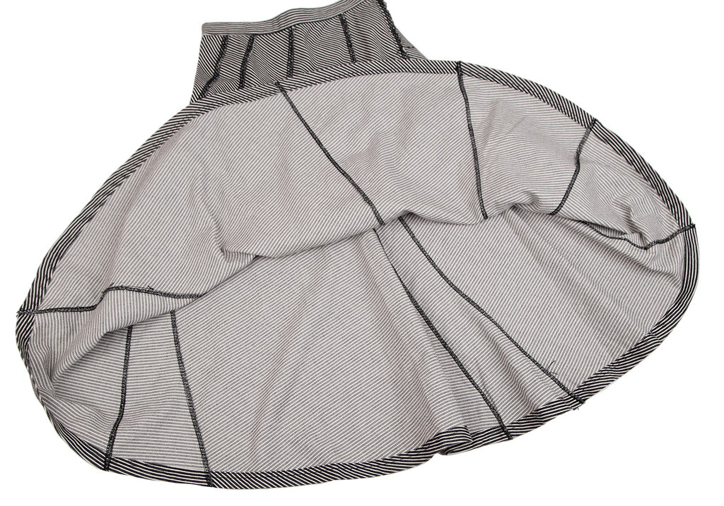Comme des Garcons Japan. Tricot. Black/Dark Grey Cotton Striped Switching Flare Skirt