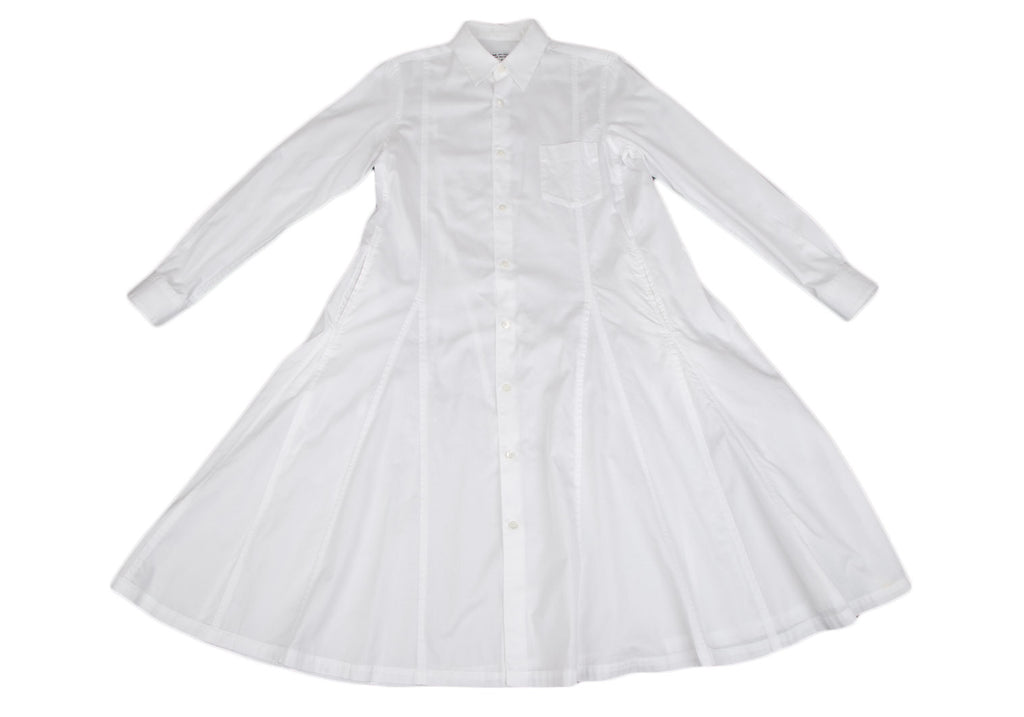 COMME des GARCONS Japan. White Cotton Flare Swiching Shirt Dress