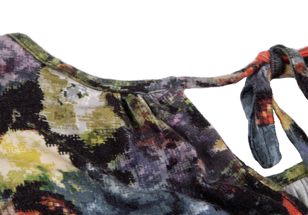 Paul Smith UK. Paul plus. Black, Multi-Color Floral Printed Sleeveless Dress