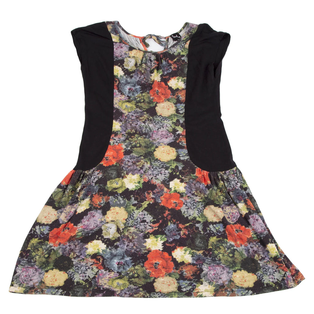 Paul Smith UK. Paul plus. Black, Multi-Color Floral Printed Sleeveless Dress