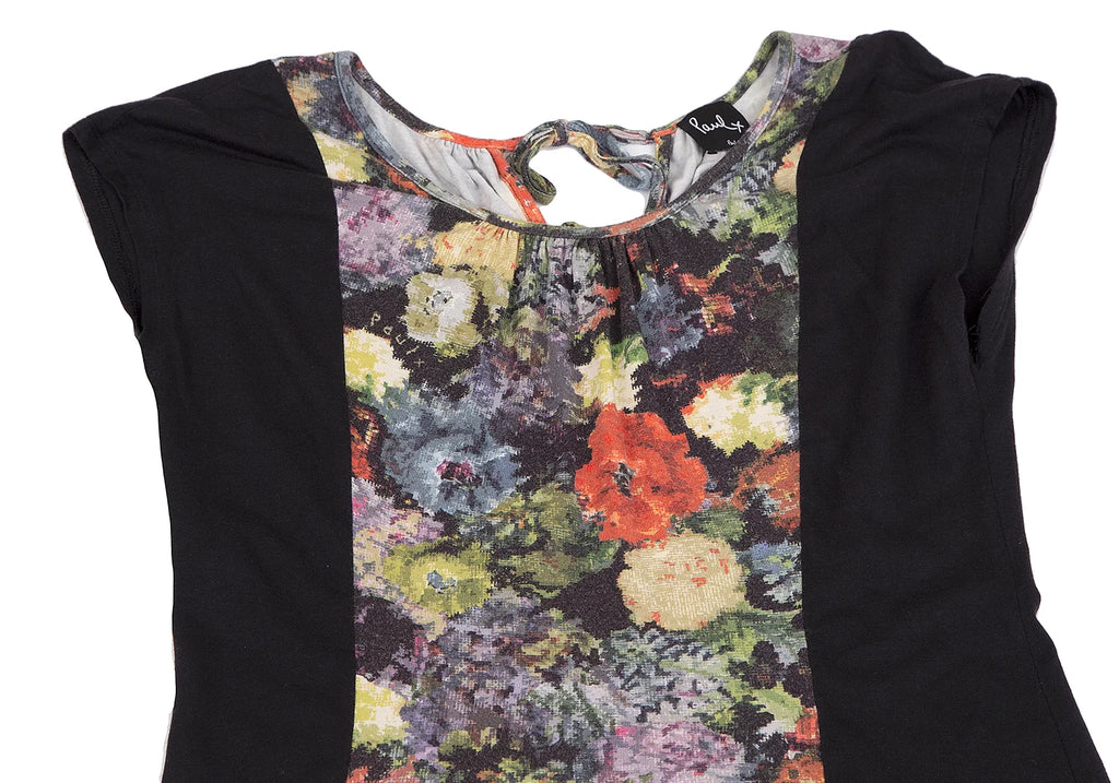 Paul Smith UK. Paul plus. Black, Multi-Color Floral Printed Sleeveless Dress