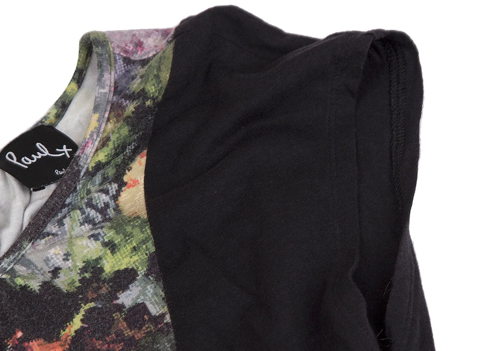 Paul Smith UK. Paul plus. Black, Multi-Color Floral Printed Sleeveless Dress