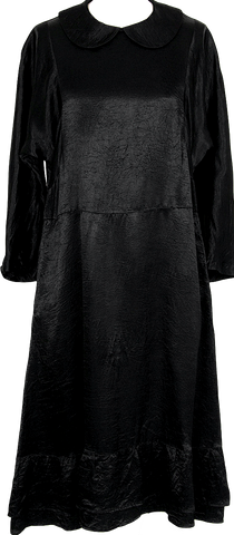 Issey Miyake Japan. "Zucca Line" Black V-Neck Knit Wool Dress