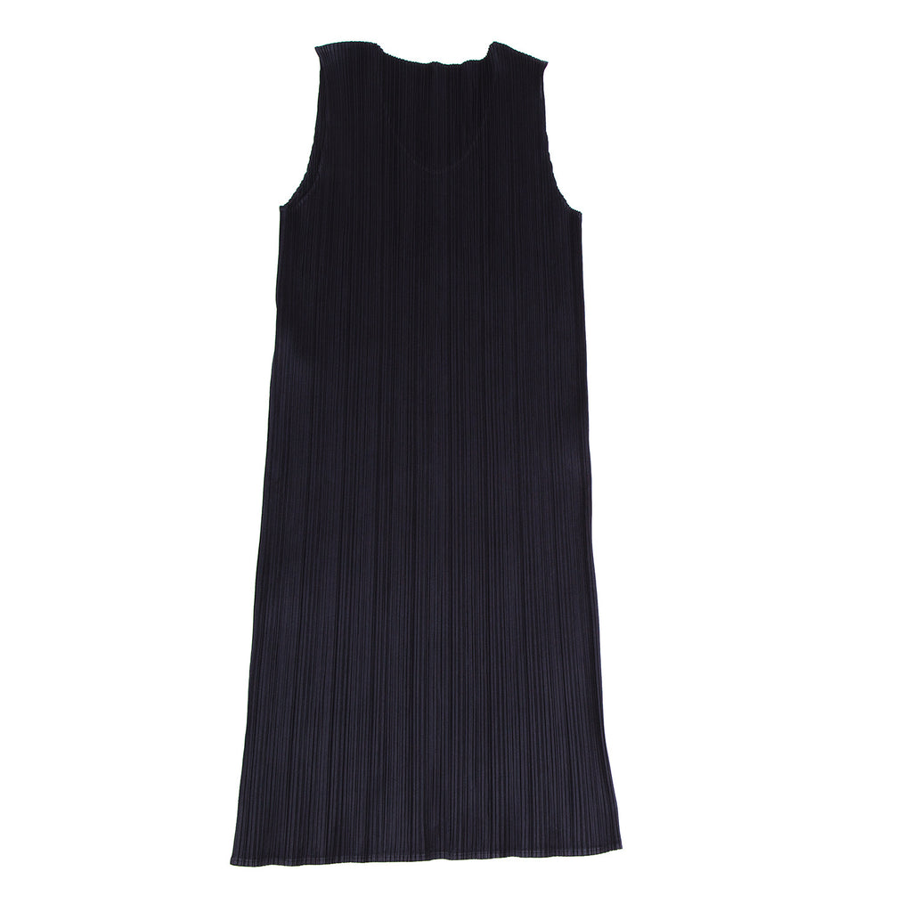 ISSEY MIYAKE Japan. PLEATS PLEASE Navy Pleats Sleeveless Dress