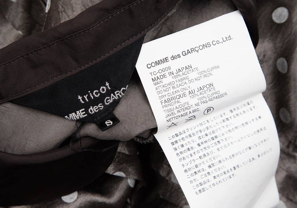 COMME des GARCONS TRICOT. Mocha Color Shiny Dot Round Collar Shirt Dress