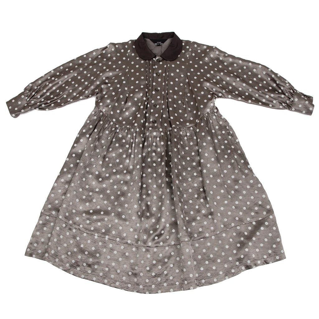 COMME des GARCONS TRICOT. Mocha Color Shiny Dot Round Collar Shirt Dress