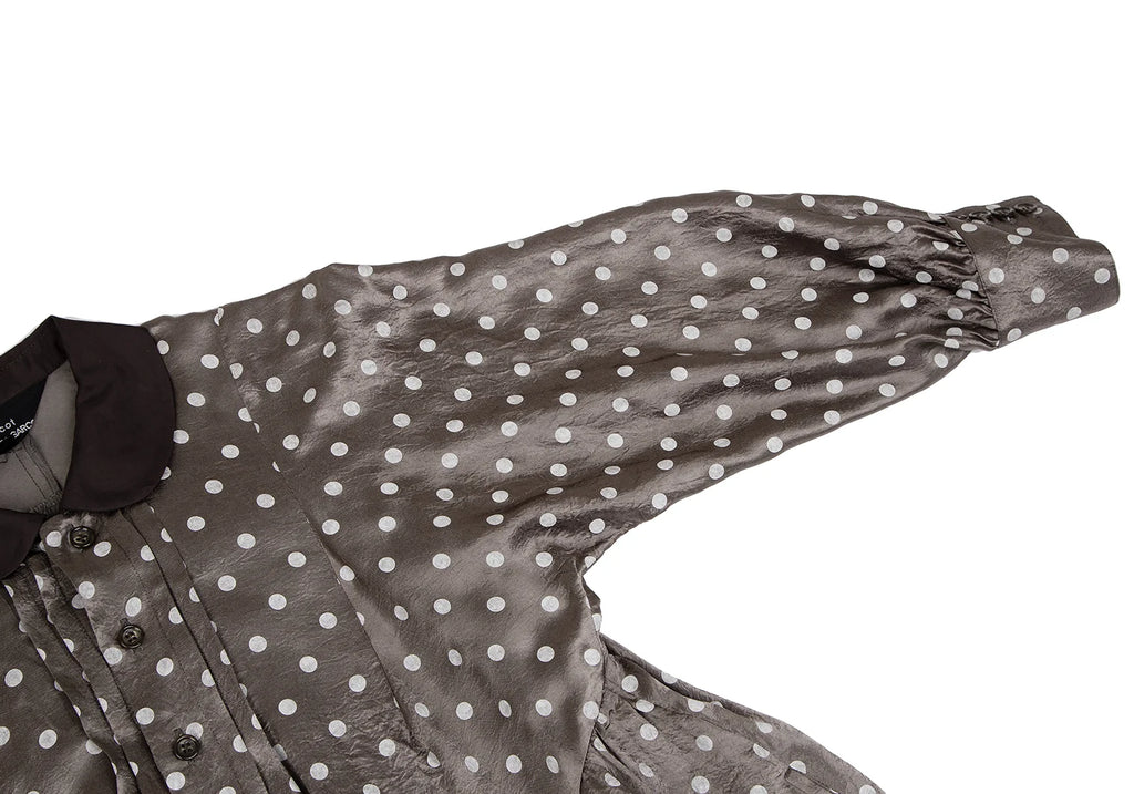 COMME des GARCONS TRICOT. Mocha Color Shiny Dot Round Collar Shirt Dress