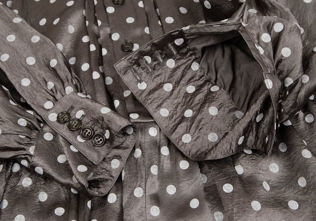 COMME des GARCONS TRICOT. Mocha Color Shiny Dot Round Collar Shirt Dress