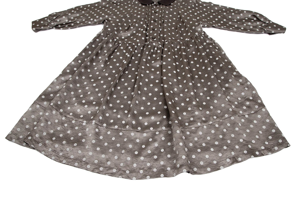 COMME des GARCONS TRICOT. Mocha Color Shiny Dot Round Collar Shirt Dress