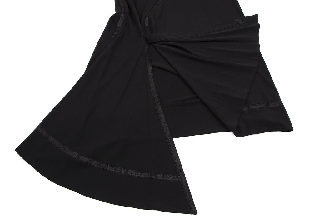 Jean-Paul GAULTIER PARIS. FEMME. Black Tape Line Asymmetry Drape Skirt