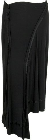 Prada Italy. Black Acetate/Viscose Pleated Accents Knee-Length Skirt