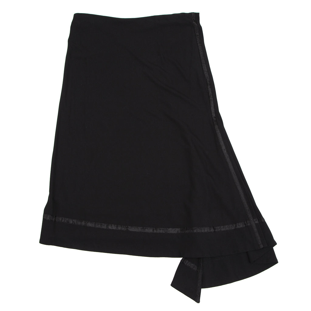 Jean-Paul GAULTIER PARIS. FEMME. Black Tape Line Asymmetry Drape Skirt