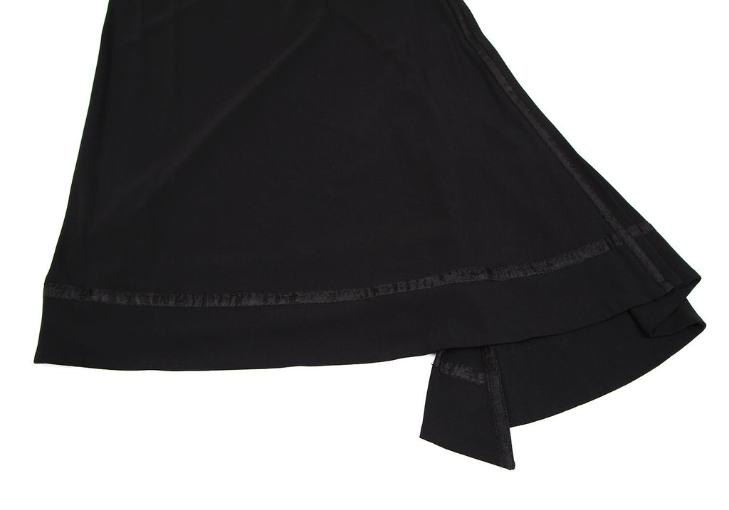 Jean-Paul GAULTIER PARIS. FEMME. Black Tape Line Asymmetry Drape Skirt