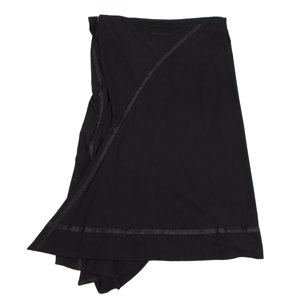 Jean-Paul GAULTIER PARIS. FEMME. Black Tape Line Asymmetry Drape Skirt