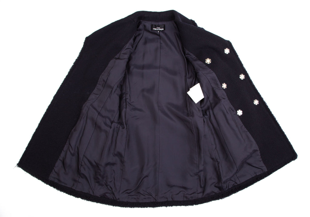 COMME des GARCONS JAPAN. TRICOT. Navy Wool Cutting Design Coat