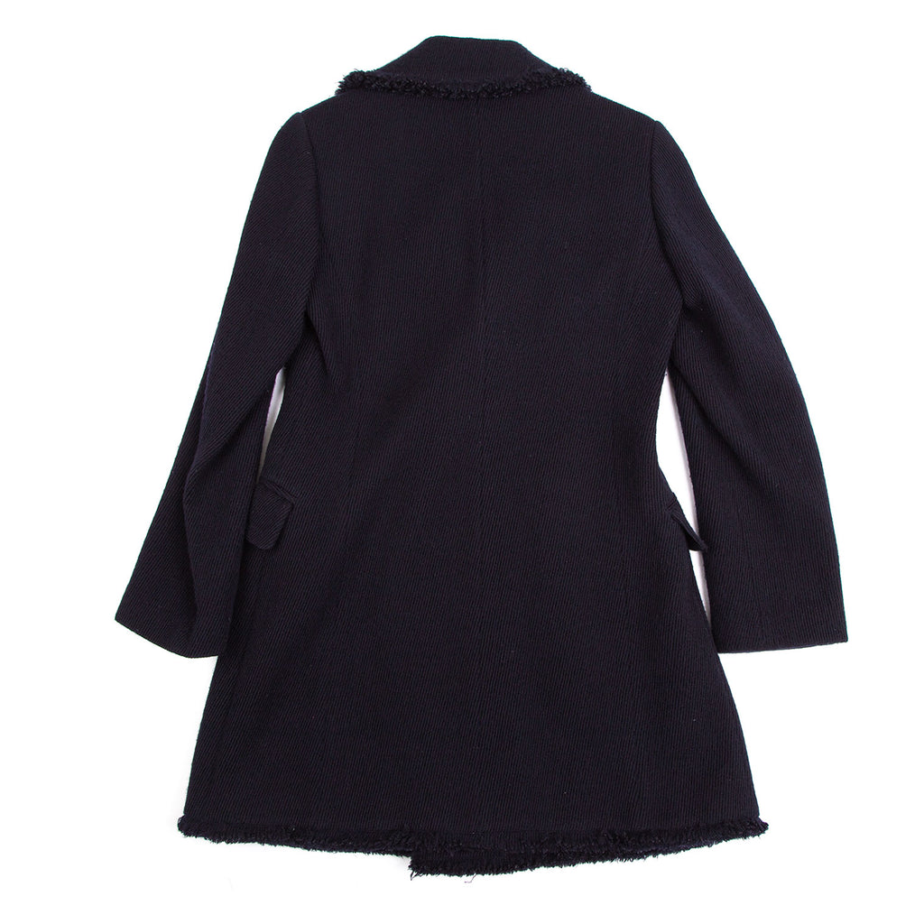 COMME des GARCONS JAPAN. TRICOT. Navy Wool Cutting Design Coat