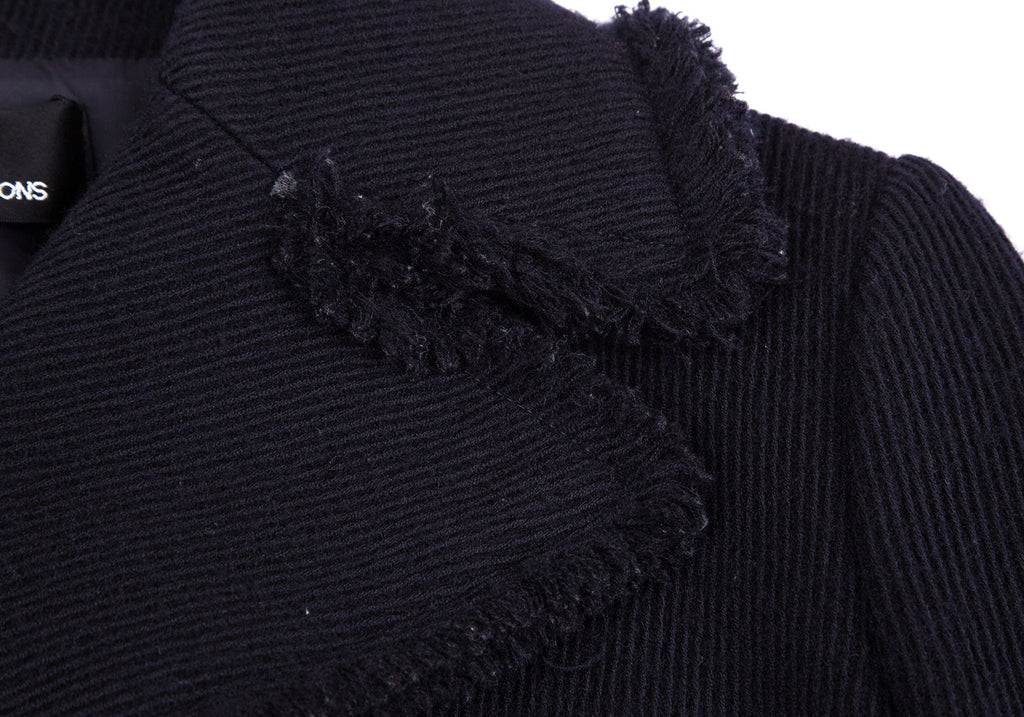 COMME des GARCONS JAPAN. TRICOT. Navy Wool Cutting Design Coat