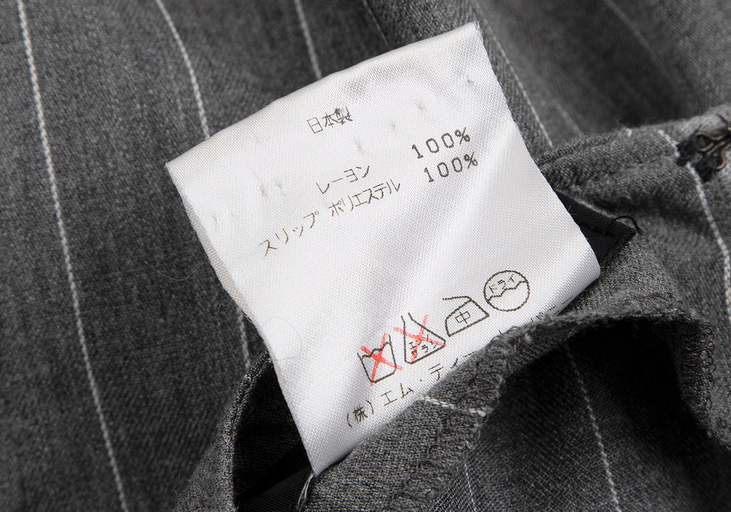 A/T(ATSURO TAYAMA) Japan. Grey Rayon Striped Short Sleeve Dress