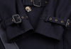 WIM NEELS BELGIUM. Navy Wool Belted Trench Coat