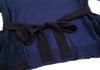 PRADA ITALY. Navy Color Tie Back Gathered Switching Knit Sweater